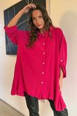 Suki Pleat Back Blouse Hot Pink /6=